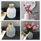 Plastic Vases Anti-ceramic Unbreakable Basket Imitation Rattan Flower Vase For Home Décor Desktop Decoration Living Room Office or Bookshelf Stevvex