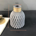 Plastic Vases Anti-ceramic Unbreakable Basket Imitation Rattan Flower Vase For Home Décor Desktop Decoration Living Room Office or Bookshelf Stevvex