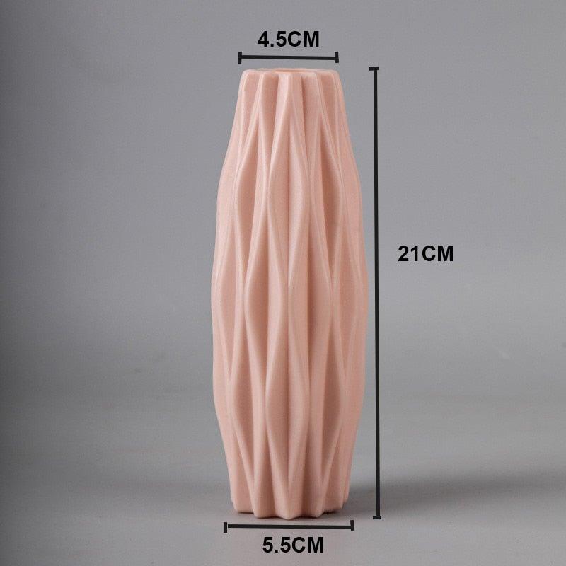 Plastic Vases Anti-ceramic Unbreakable Basket Imitation Rattan Flower Vase For Home Décor Desktop Decoration Living Room Office or Bookshelf Stevvex