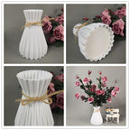 Plastic Vases Anti-ceramic Unbreakable Basket Imitation Rattan Flower Vase For Home Décor Desktop Decoration Living Room Office or Bookshelf Stevvex