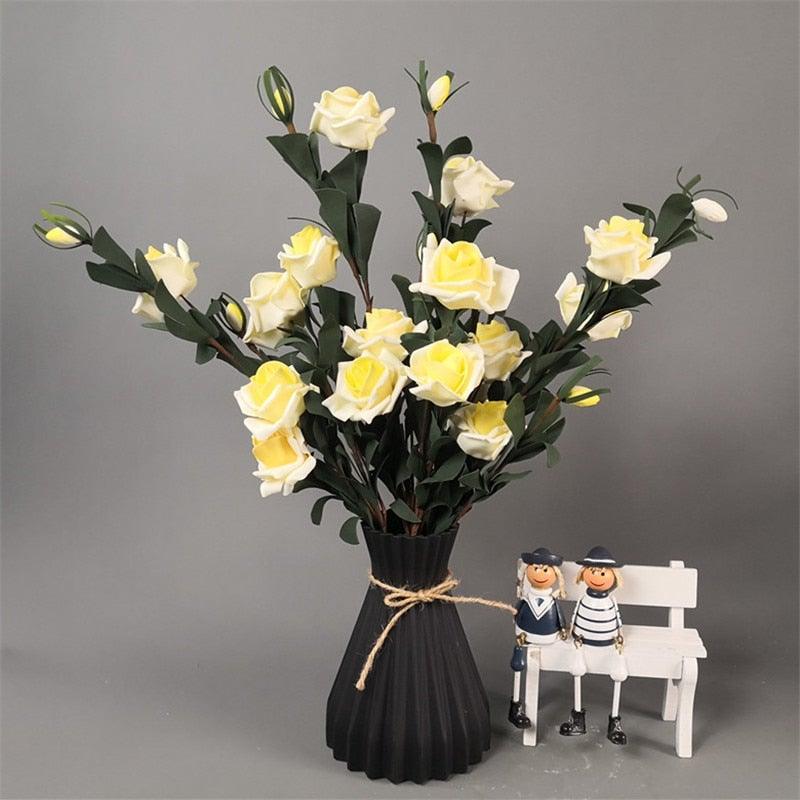 Plastic Vases Anti-ceramic Unbreakable Basket Imitation Rattan Flower Vase For Home Décor Desktop Decoration Living Room Office or Bookshelf Stevvex