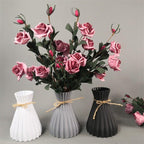 Plastic Vases Anti-ceramic Unbreakable Basket Imitation Rattan Flower Vase For Home Décor Desktop Decoration Living Room Office or Bookshelf Stevvex