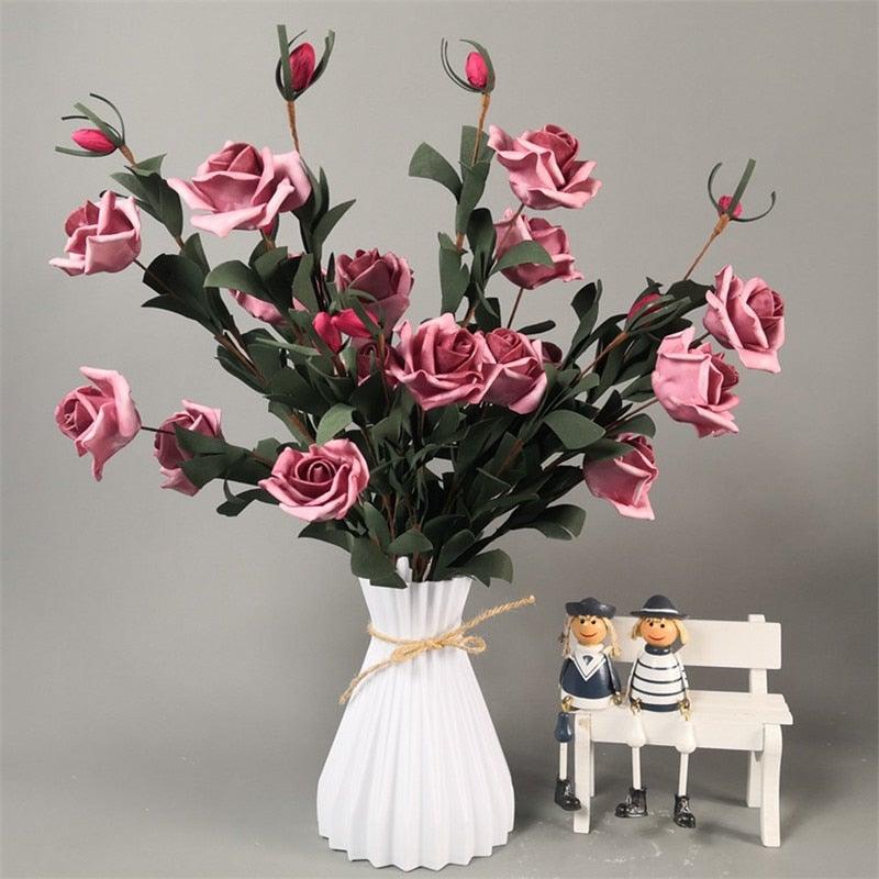 Plastic Vases Anti-ceramic Unbreakable Basket Imitation Rattan Flower Vase For Home Décor Desktop Decoration Living Room Office or Bookshelf Stevvex