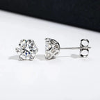 1ct-4ct D Color VVS1 3EX Round Moissanite Stud Earrings Platinum Plated 925 BandsCo Straps