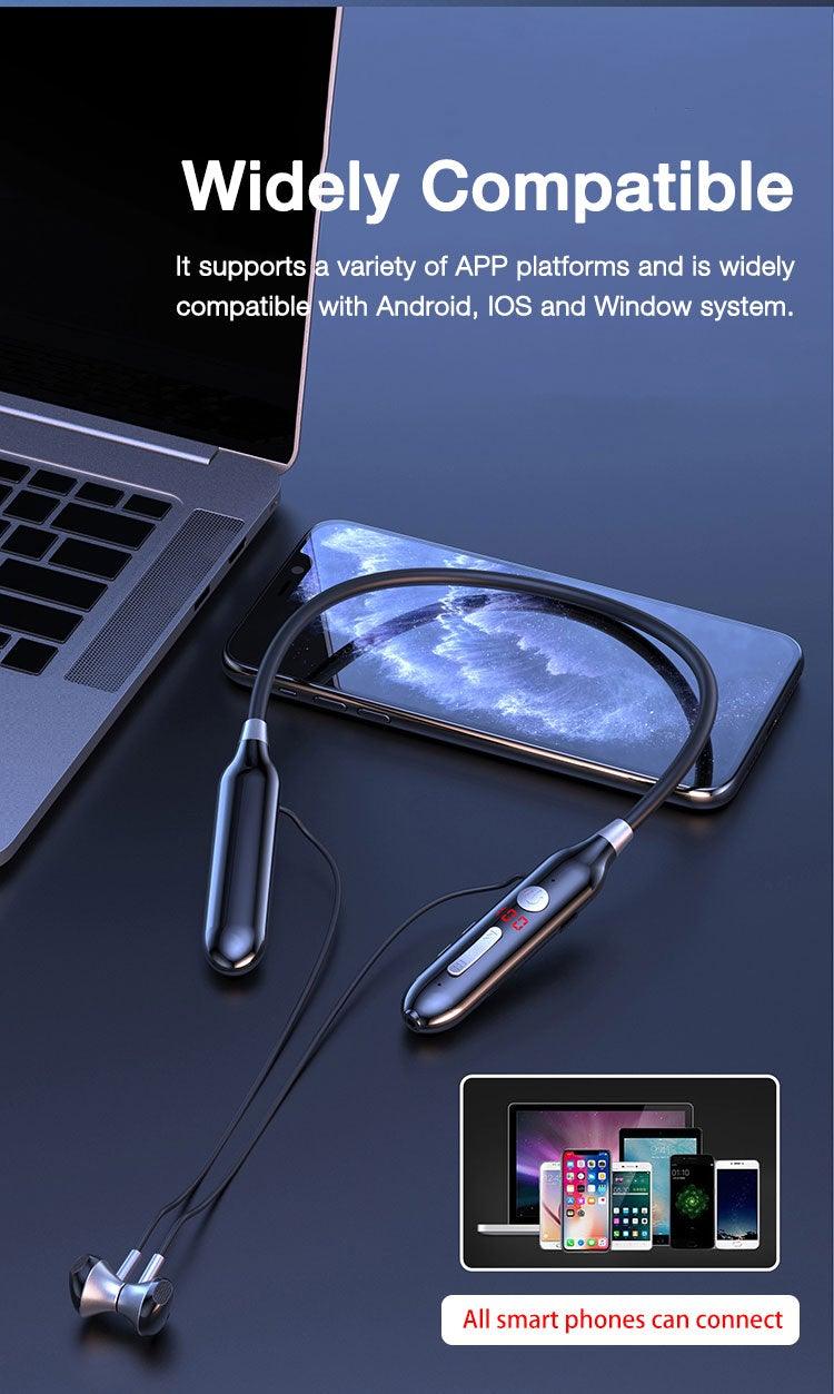 Playback Bluetooth Headphone Bass Wireless Headphones Sport Stereo Bluetooth Earphone Neckband Music Headset Updated Design with Industry Leading Sound & Improved Comfort, Long Wireless Range, Up to 24 Hours of Talk Time Stevvex