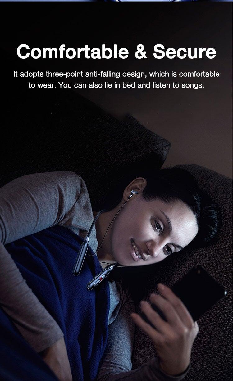 Playback Bluetooth Headphone Bass Wireless Headphones Sport Stereo Bluetooth Earphone Neckband Music Headset Updated Design with Industry Leading Sound & Improved Comfort, Long Wireless Range, Up to 24 Hours of Talk Time Stevvex