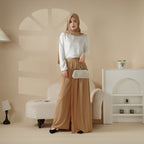 Pleated Overskirt, Wide-Cut Pants & Matching Hijab Set (MS025) - SJB-DIAMOND ELITES