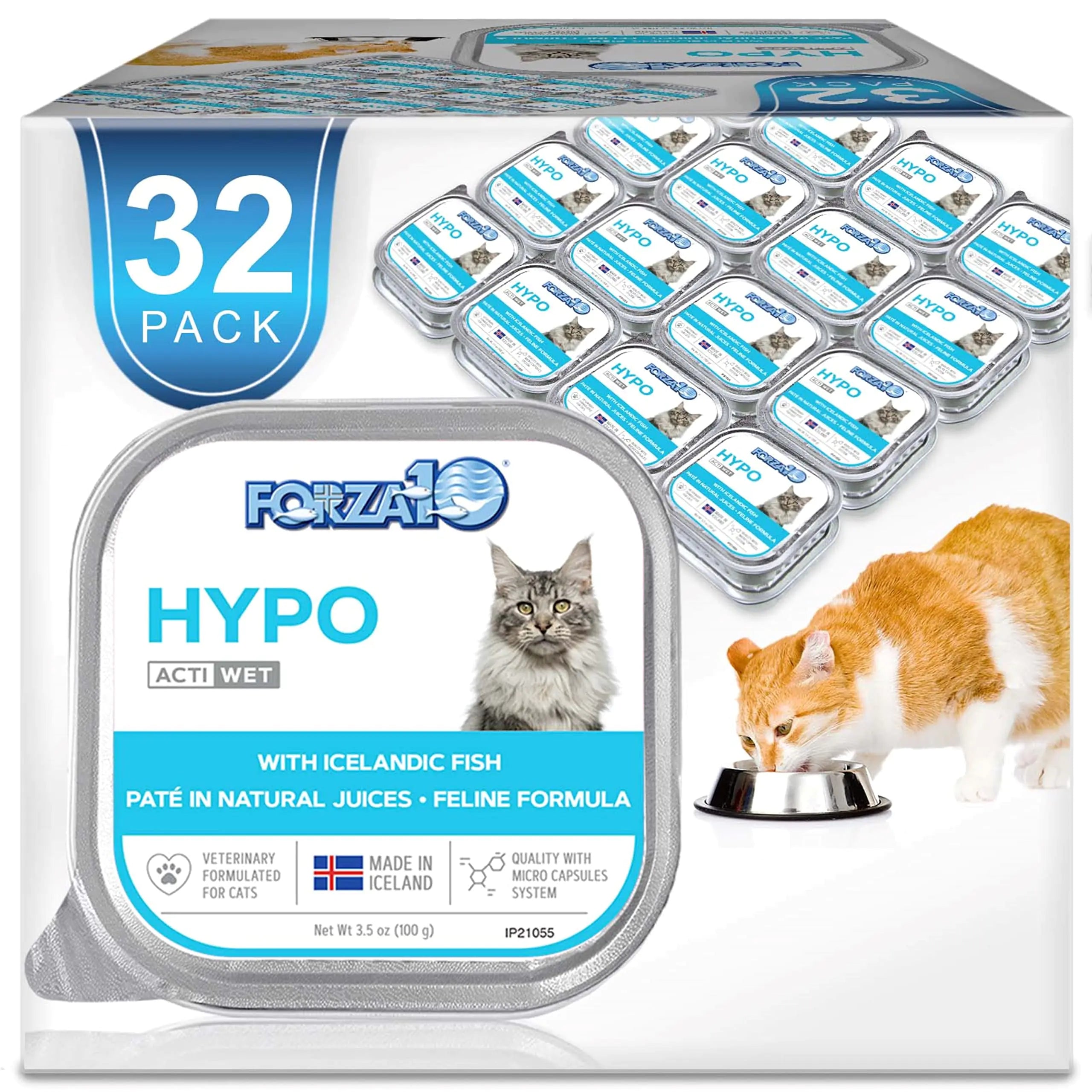 Forza10 Wet Hypoallergenic Cat Food Fish Flavor Canned Wet Cat Food for Adult Cats with Allergy and Skin and Coat Conditions 32 Pack Case of 3.5 Ounce Each Lootquake LLC