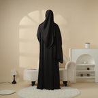 Poet Sleeve Satin Open Abaya With Matching Belt and Hijab (MOA009) Mariam's Collection