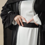 Poet Sleeve Satin Open Abaya With Matching Belt and Hijab (MOA009) Mariam's Collection