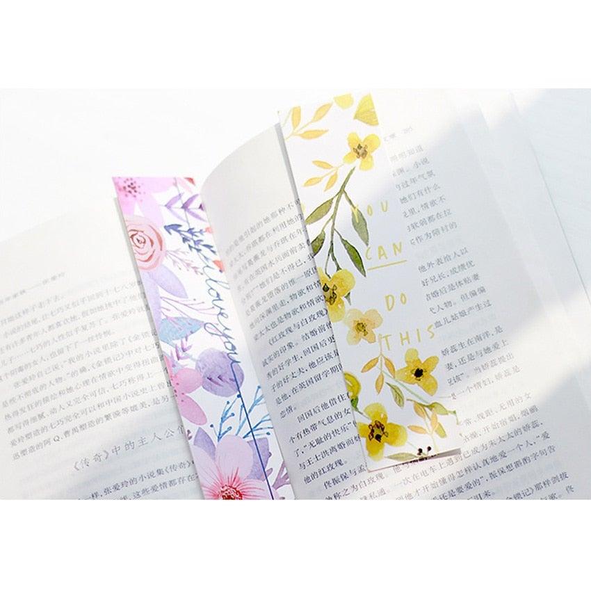 Poetic Flower Boxed Paper Art Small Fresh Bookmarks Stationery School Supplies Kids Gift Bookmarks Positive Page Marker For School Office Students Bookworm Presents Stevvex