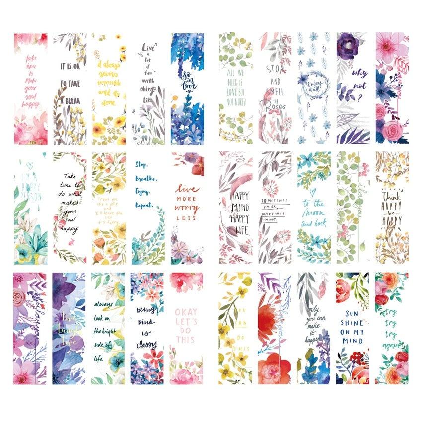 Poetic Flower Boxed Paper Art Small Fresh Bookmarks Stationery School Supplies Kids Gift Bookmarks Positive Page Marker For School Office Students Bookworm Presents Stevvex