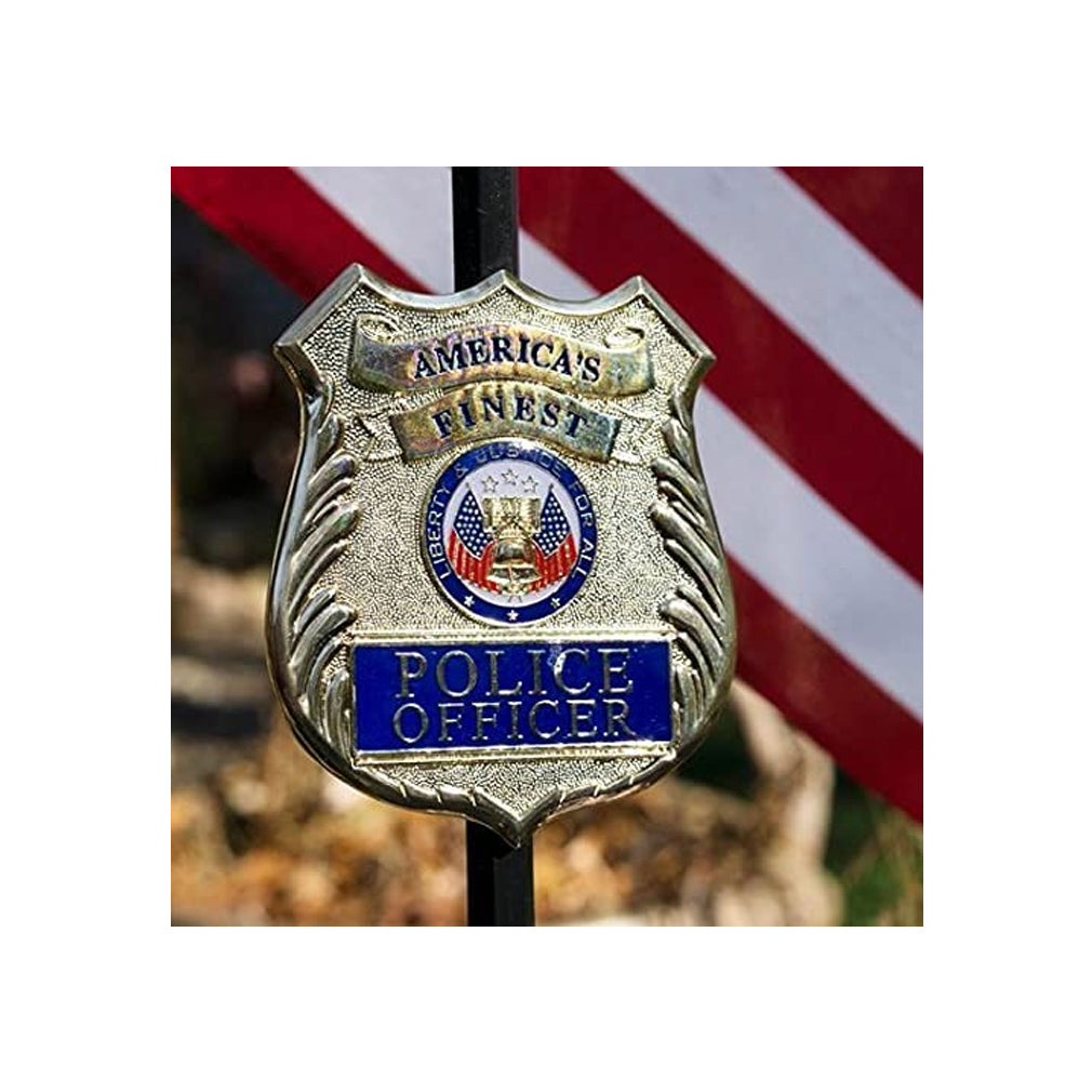 Police Officer Veteran Grave Marker With 30 Inch Tall American Cemetery Flag, Police Remembrance. The Military Gift Store