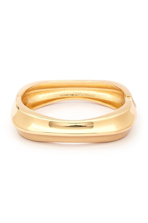Polished Square Hinged Bangle Gold Tone Womens Bracelet