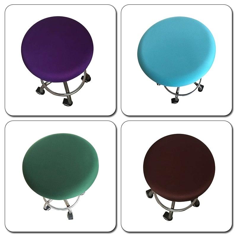 Polyester Fabric Round Chair Cover Waterproof Dining Seat Chair Covers Hotel Banquet Seat Covers Chair Protector Round Bar Stool Seat Covers Washable Stool Cushion Slipcover Elastic Bar Chair Covers Stevvex