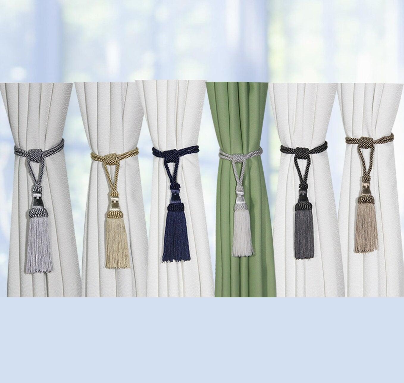 Polyester Tassel Curtain Tieback Handmade Hanging Tassels Fringe Curtains Holder Buckle Rope Decor Room Accessories European Style High-Grade Curtains Tieback Rope Tassel Holdbacks Stevvex