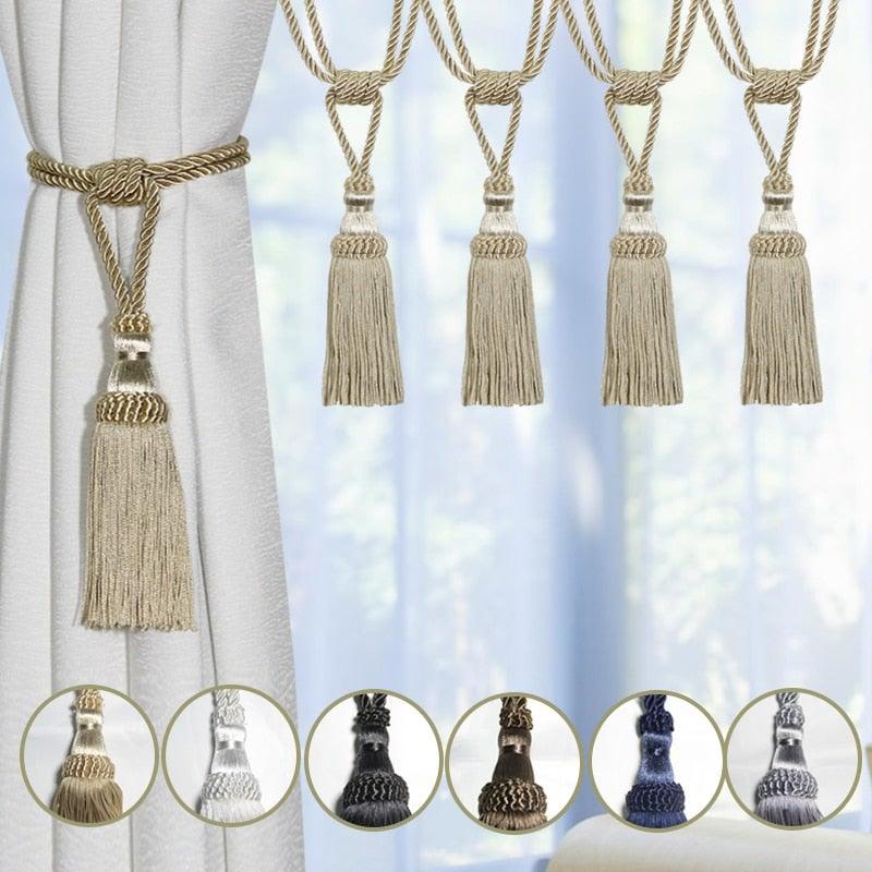 Polyester Tassel Curtain Tieback Handmade Hanging Tassels Fringe Curtains Holder Buckle Rope Decor Room Accessories European Style High-Grade Curtains Tieback Rope Tassel Holdbacks Stevvex