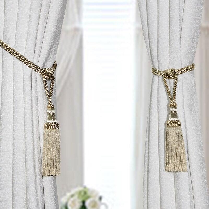 Polyester Tassel Curtain Tieback Handmade Hanging Tassels Fringe Curtains Holder Buckle Rope Decor Room Accessories European Style High-Grade Curtains Tieback Rope Tassel Holdbacks Stevvex