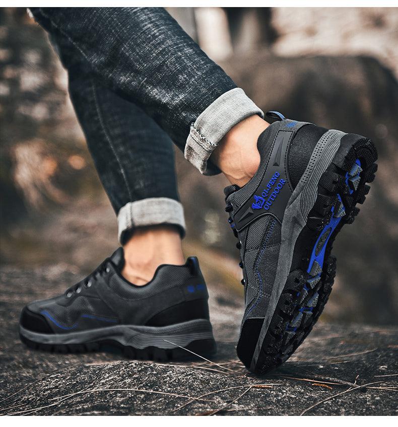 Popular Outdoor Casual Shoes Hiking Men High Quality Sneakers Mountain Climbing Work Footwear Hiking Shoes Low Cut Boots Leather Walking Shoes For Outdoor Training Casual Work Stevvex