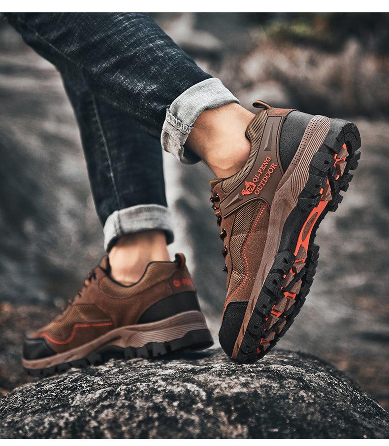 Popular Outdoor Casual Shoes Hiking Men High Quality Sneakers Mountain Climbing Work Footwear Hiking Shoes Low Cut Boots Leather Walking Shoes For Outdoor Training Casual Work Stevvex