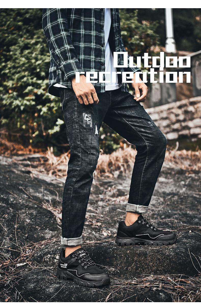 Popular Outdoor Casual Shoes Hiking Men High Quality Sneakers Mountain Climbing Work Footwear Hiking Shoes Low Cut Boots Leather Walking Shoes For Outdoor Training Casual Work Stevvex