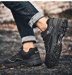 Popular Outdoor Casual Shoes Hiking Men High Quality Sneakers Mountain Climbing Work Footwear Hiking Shoes Low Cut Boots Leather Walking Shoes For Outdoor Training Casual Work Stevvex
