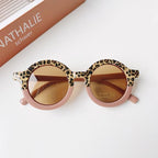Popular Sunglasses For Children Boy/Girl New Elegant Leopard Double Color Cartoon Bear Shapes New Round Shape Sunglasses For Kids As Well As For Women And Men Stevvex