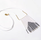 Porcupine Naibor Beaded Tassel Necklace 28in 24K Gold Glass Beads Boho BandsCo Straps