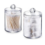 Portable 2pcs Cosmetics Storage Box Makeup Organizer Bathroom Jar Cotton Swab Cotton Pad Jewelry Round Plastic Box Storage Container Stevvex