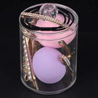 Portable 2pcs Cosmetics Storage Box Makeup Organizer Bathroom Jar Cotton Swab Cotton Pad Jewelry Round Plastic Box Storage Container Stevvex
