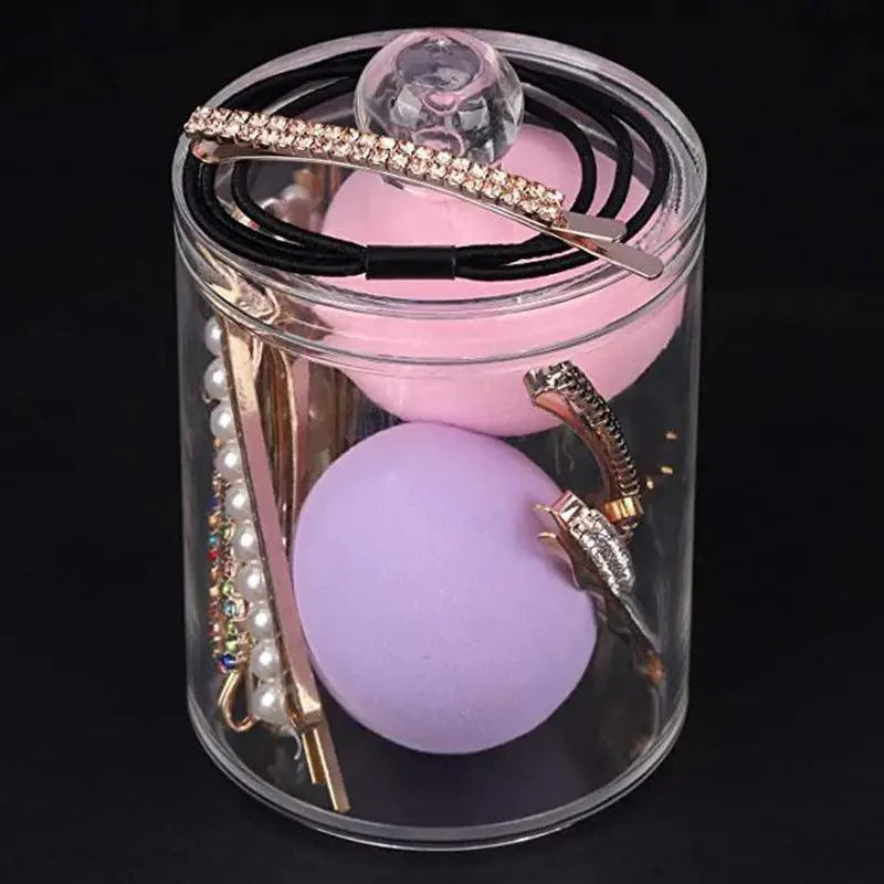 Portable 2pcs Cosmetics Storage Box Makeup Organizer Bathroom Jar Cotton Swab Cotton Pad Jewelry Round Plastic Box Storage Container Stevvex