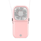 Portable Air Conditioner Hanging Neck Fan With 3000mAh Power Bank Mini Folding USB Handheld Desk Air Cooler Fan Personal Foldable USB Rechargeable Fan Operated for Home Office Outdoor Travel Stevvex
