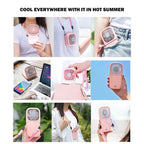 Portable Air Conditioner Hanging Neck Fan With 3000mAh Power Bank Mini Folding USB Handheld Desk Air Cooler Fan Personal Foldable USB Rechargeable Fan Operated for Home Office Outdoor Travel Stevvex
