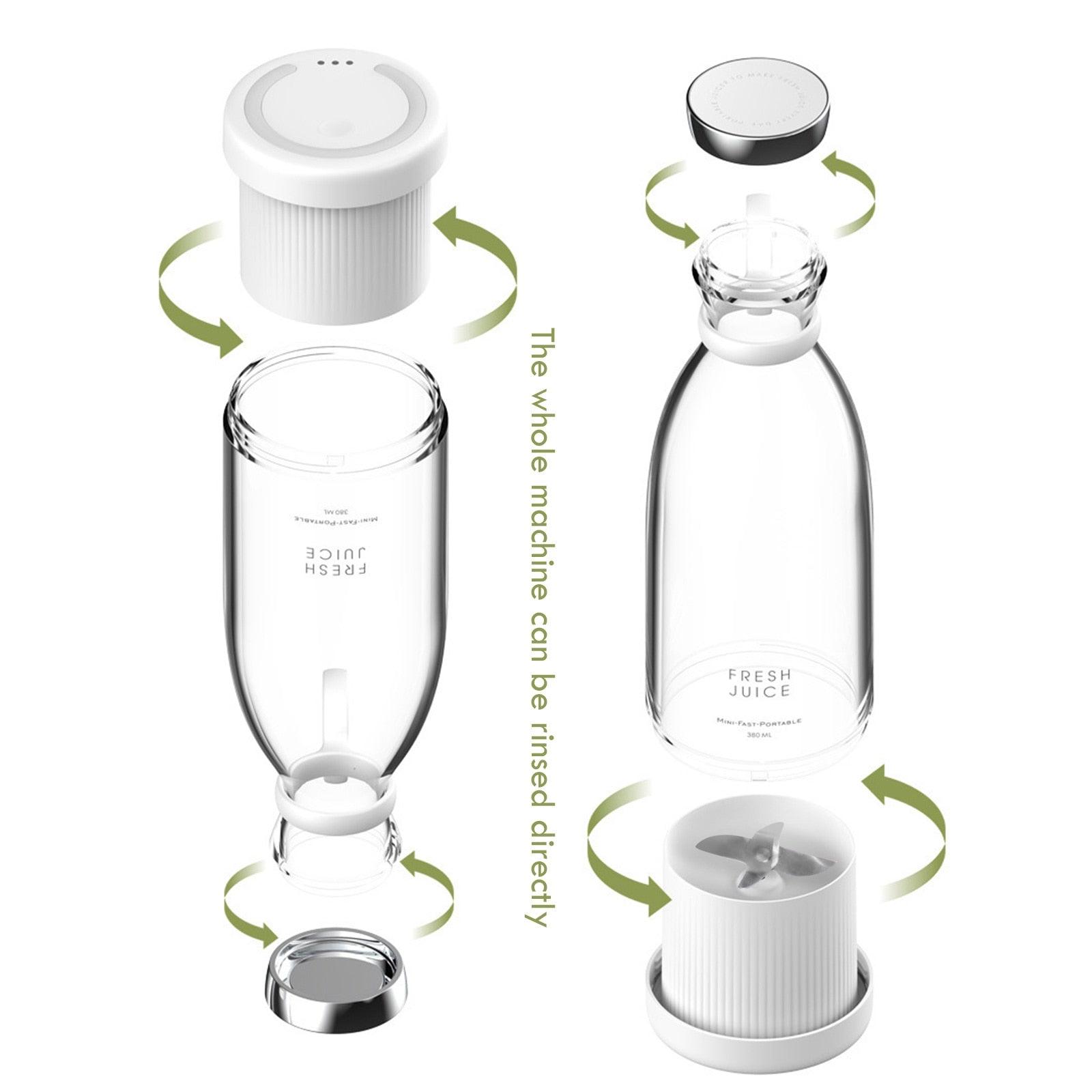 Portable Blender Juicer Bottle Mixer Electric Wireless Charge Mini Fruit Mixers Juicer Cup Blender Milkshake Juice Maker Machine Portable Mini Blender with Wireless Charging for Home, Office & Outdoor Juicer Stevvex