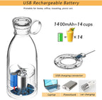 Portable Blender Juicer Bottle Mixer Electric Wireless Charge Mini Fruit Mixers Juicer Cup Blender Milkshake Juice Maker Machine Portable Mini Blender with Wireless Charging for Home, Office & Outdoor Juicer Stevvex
