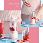 Portable Blender Juicer Bottle Mixer Electric Wireless Charge Mini Fruit Mixers Juicer Cup Blender Milkshake Juice Maker Machine Portable Mini Blender with Wireless Charging for Home, Office & Outdoor Juicer Stevvex