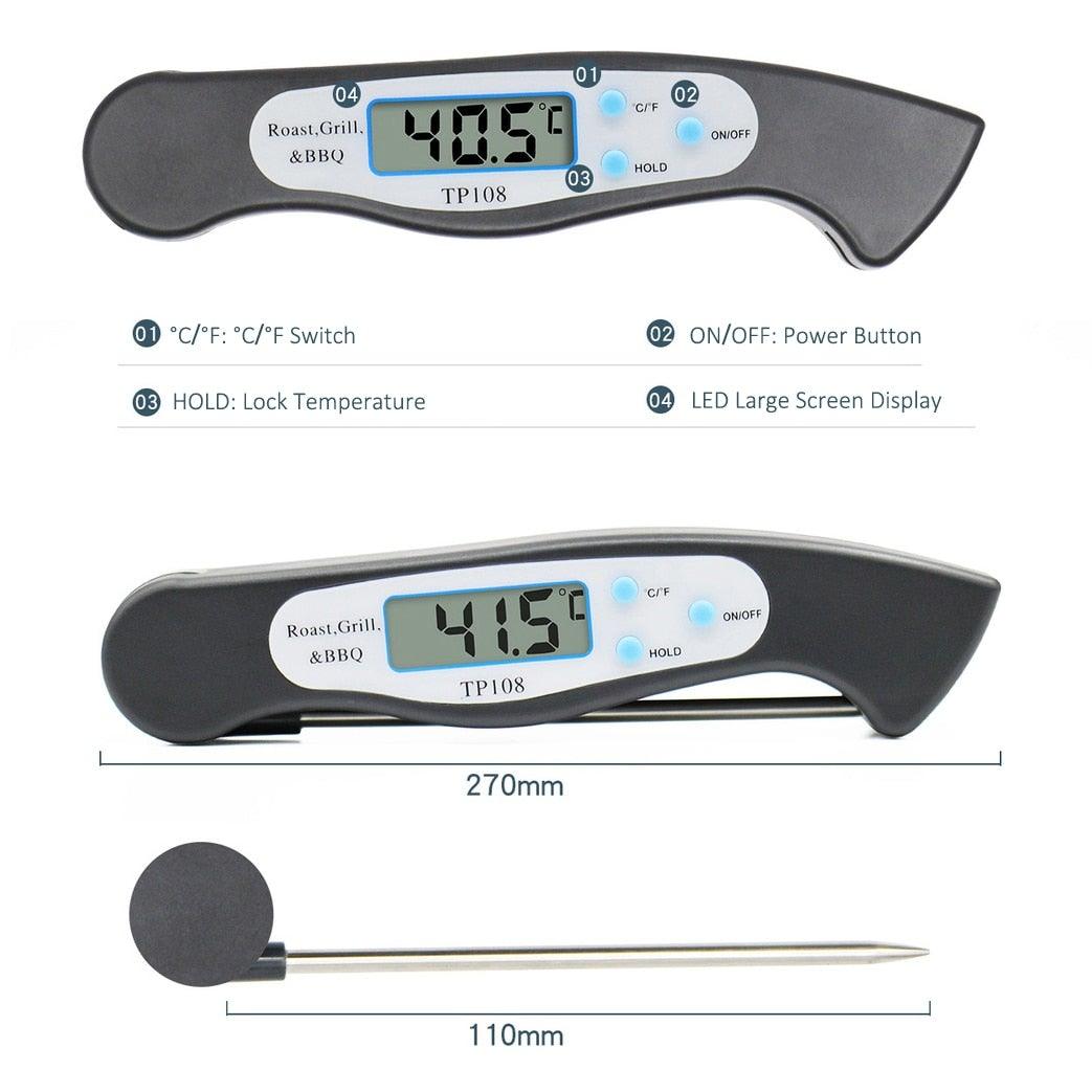 Portable Digital Kitchen Thermometer Food Cooking Meat Barbecue With Probe Food Thermometer Instant Read Meat Thermometer for Grill and Cooking Best Waterproof Ultra Fast Thermometer With Backlight & Calibration For Food Milk Water Cooking Kitchen Tools Stevvex