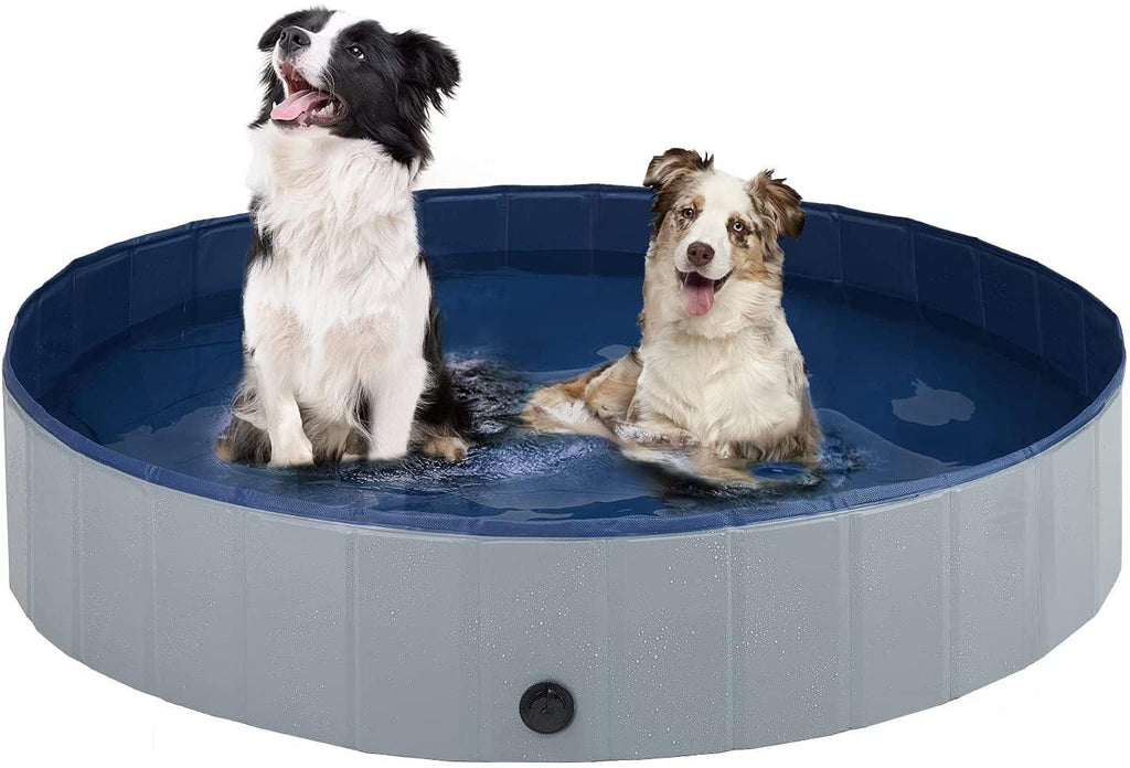 Portable Dog Swimming Pool Pet Bath Tub Foldable Leak-proof PVC Safe Pet Supplies with Drain Easy Clean Dog Accessories Foldable Dog Pool for Large Dogs Portable Plastic Hard Outdoor Swimming Pool Pet Bath Pool Stevvex
