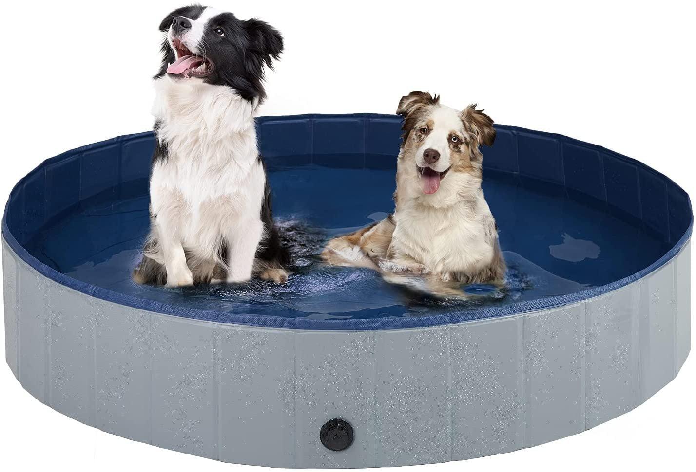 Portable Dog Swimming Pool Pet Bath Tub Foldable Leak-proof PVC Safe Pet Supplies with Drain Easy Clean Dog Accessories Foldable Dog Pool for Large Dogs Portable Plastic Hard Outdoor Swimming Pool Pet Bath Pool Stevvex