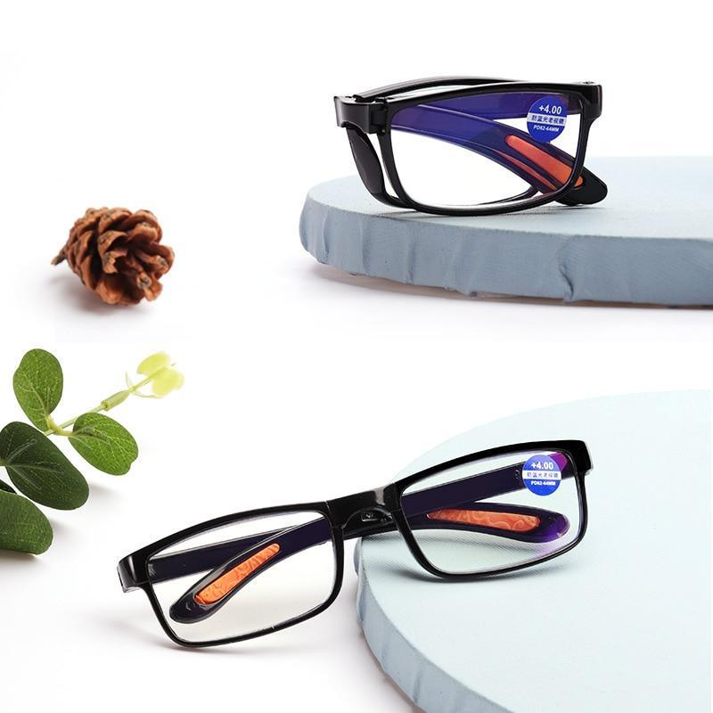 Portable Folding Reading Glasses Anti Blue Light Computer Gaming Eyeglasses Eye Protection Eyewear Men Eyeglasses Women Unisex Eyeglasses Decoration Eyewear Blue Light Blocking Glasses Thick Round Rim Frame Eyeglasses Stevvex