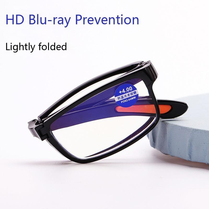 Portable Folding Reading Glasses Anti Blue Light Computer Gaming Eyeglasses Eye Protection Eyewear Men Eyeglasses Women Unisex Eyeglasses Decoration Eyewear Blue Light Blocking Glasses Thick Round Rim Frame Eyeglasses Stevvex