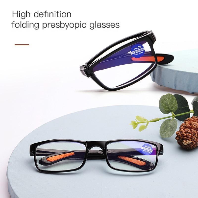Portable Folding Reading Glasses Anti Blue Light Computer Gaming Eyeglasses Eye Protection Eyewear Men Eyeglasses Women Unisex Eyeglasses Decoration Eyewear Blue Light Blocking Glasses Thick Round Rim Frame Eyeglasses Stevvex