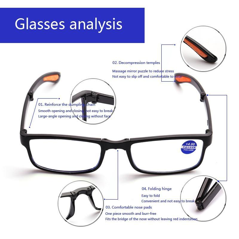 Portable Folding Reading Glasses Anti Blue Light Computer Gaming Eyeglasses Eye Protection Eyewear Men Eyeglasses Women Unisex Eyeglasses Decoration Eyewear Blue Light Blocking Glasses Thick Round Rim Frame Eyeglasses Stevvex