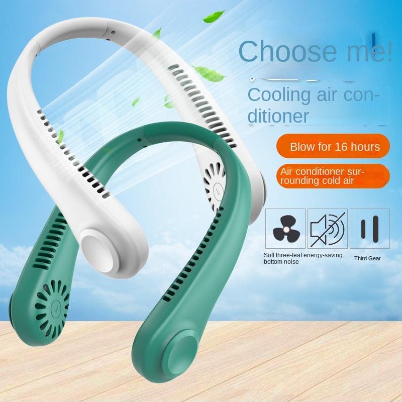 Portable Headphone Design Mini Neck Fan 3 Speeds Hands Free Bladeless Fan Neck Fan Portable Bladeless Fan 5000mAh Battery Rechargeable Personal Fan 3 Speed Adjustable Hands Free Wearable Fan for Travel Stevvex