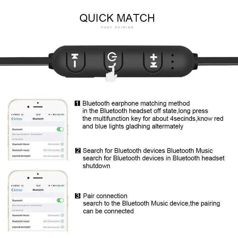 Portable Magnetic Sport Bluetooth Wireless Stereo Earphones For Workout Gym Noise Cancelling Earphones Stevvex