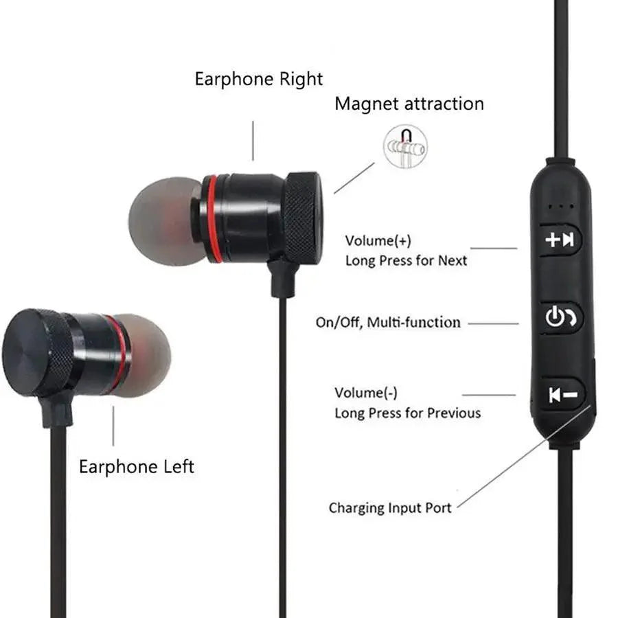 Portable Magnetic Sport Bluetooth Wireless Stereo Earphones For Workout Gym Noise Cancelling Earphones Stevvex