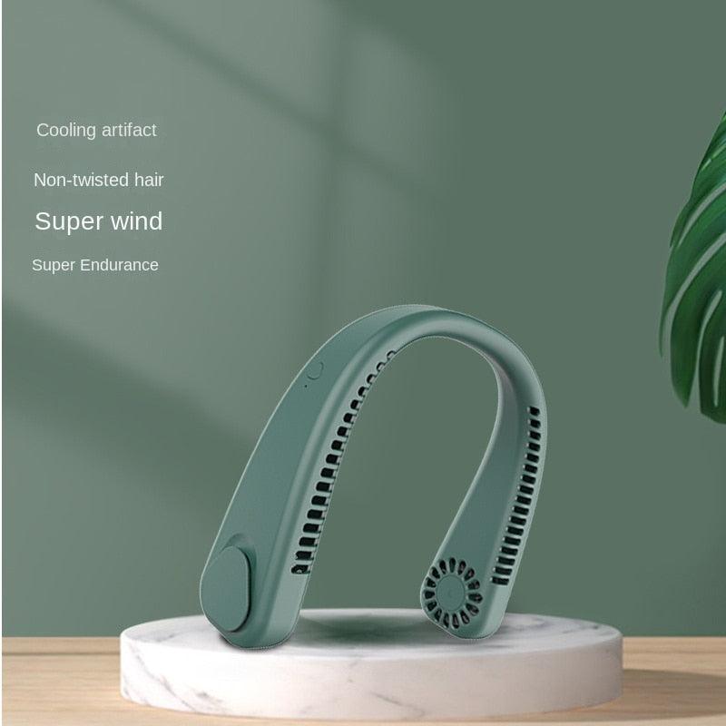 Portable Neck Fan Electric Wireless Fan Rechargeable USB Mini Fan Bladeless Personal Fans Hanging Neck Cooler for Outdoor Sports Headphone Design Neck Air Conditioner with 3 Wind Speed for Outdoor Indoor