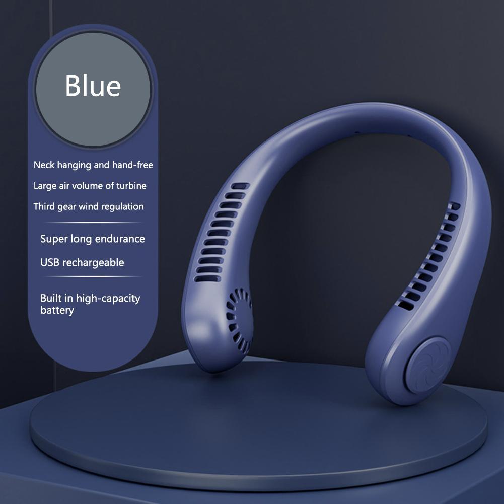 Portable Neck Fan USB Handheld Mute LED Digital Display Leafless Mini Electric Fan Colorful Atmosphere Lights 5th Gear For Rechargeable Personal Wearable Fan with Colorful Flashlight LED Digital Display And Low Noise Stevvex