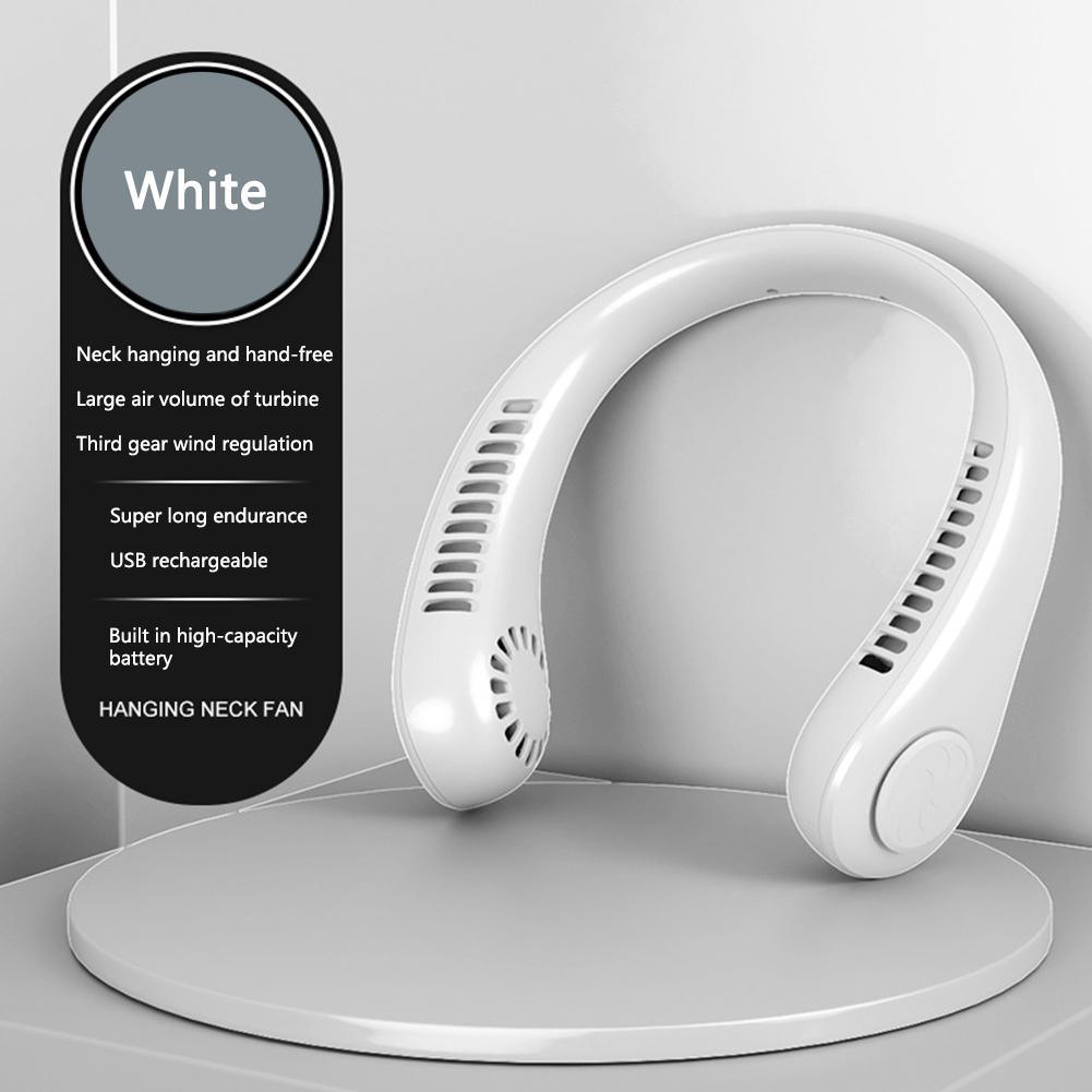 Portable Neck Fan USB Handheld Mute LED Digital Display Leafless Mini Electric Fan Colorful Atmosphere Lights 5th Gear For Rechargeable Personal Wearable Fan with Colorful Flashlight LED Digital Display And Low Noise Stevvex