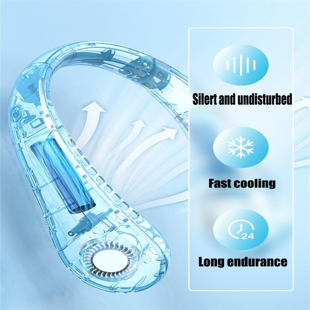 Portable Neck Fan USB Rechargeable Bladeless Fan Mini Electric Ventilator Silent Neckband Wearable Cooling for Sports Wearable Necklace Fan with 3 Speeds for Home Office Travel Outdoor Sports Stevvex
